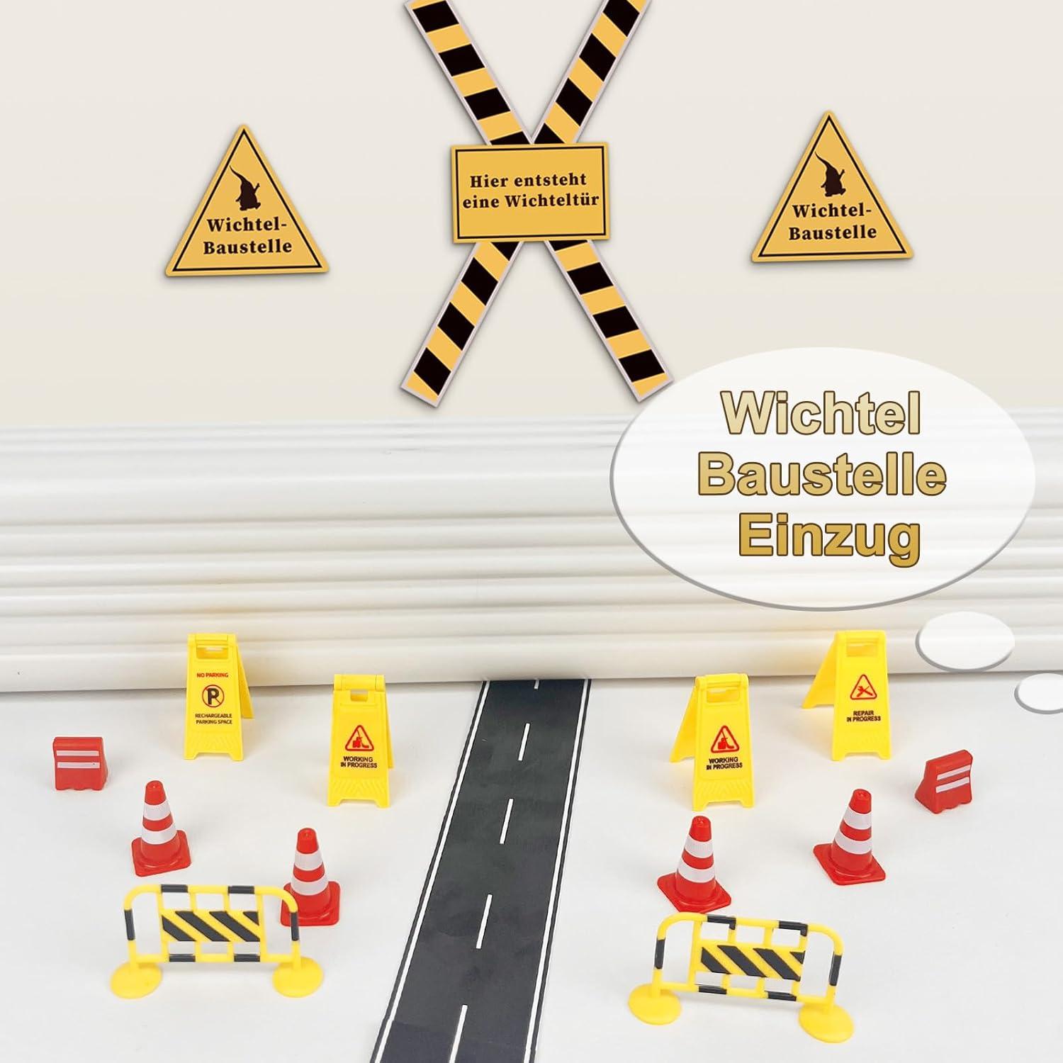 Wichtel Baustellen Set 35tlg. | Zubehör Weihnachten Verkehrsschilder Kinder