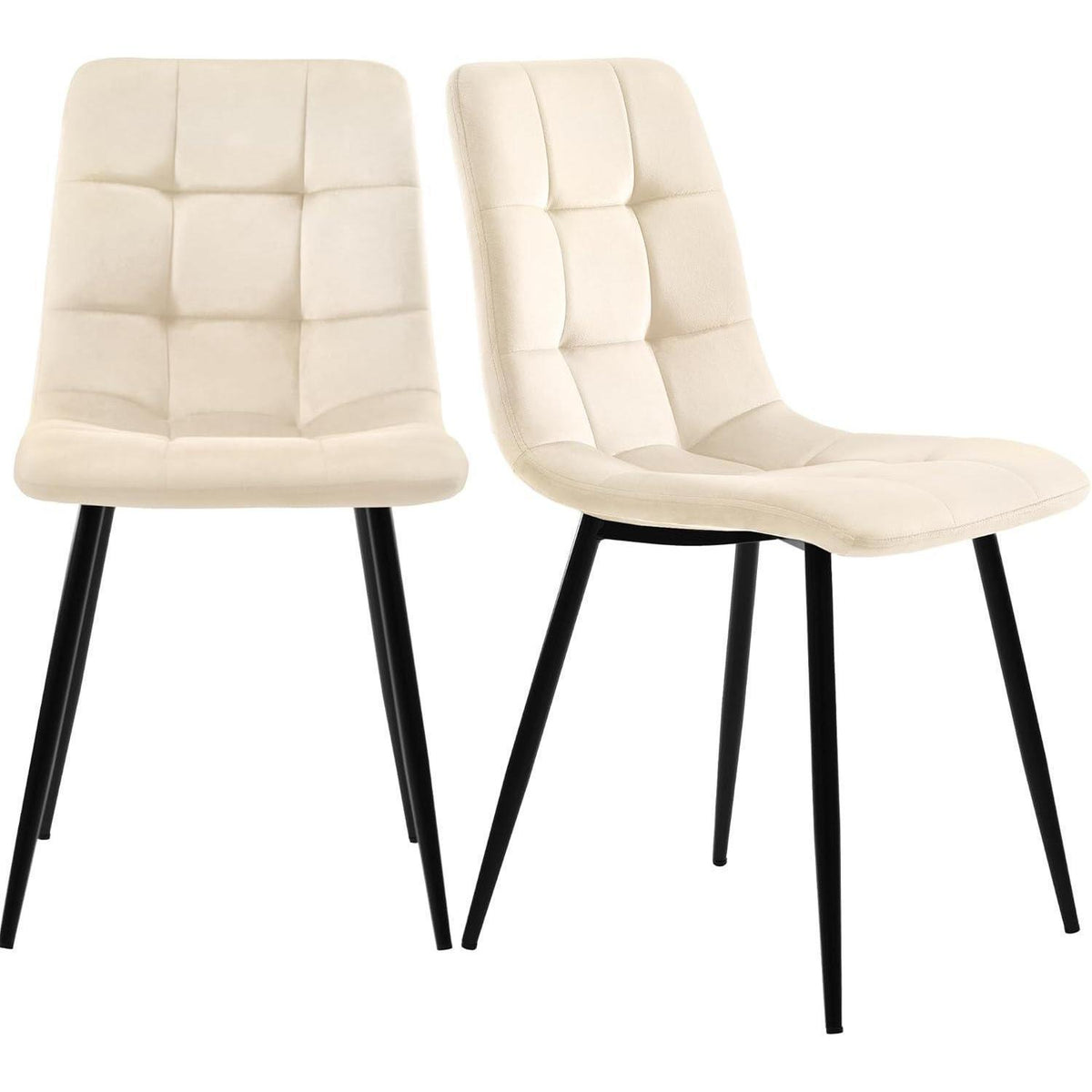 Moderner Esstisch Set mit 4 Samtstühlen Weiß & Gold 68x117cm