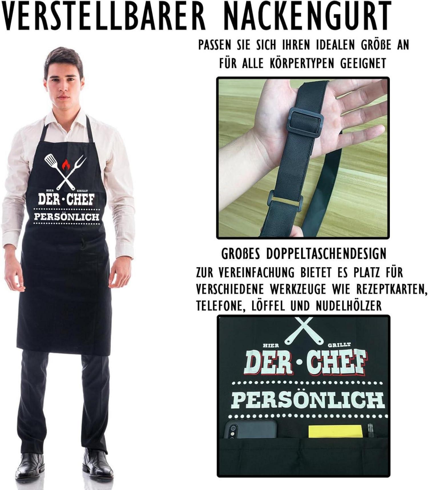 Kochschürze Herren Wasserdicht mit Taschen für Haus und Restaurant