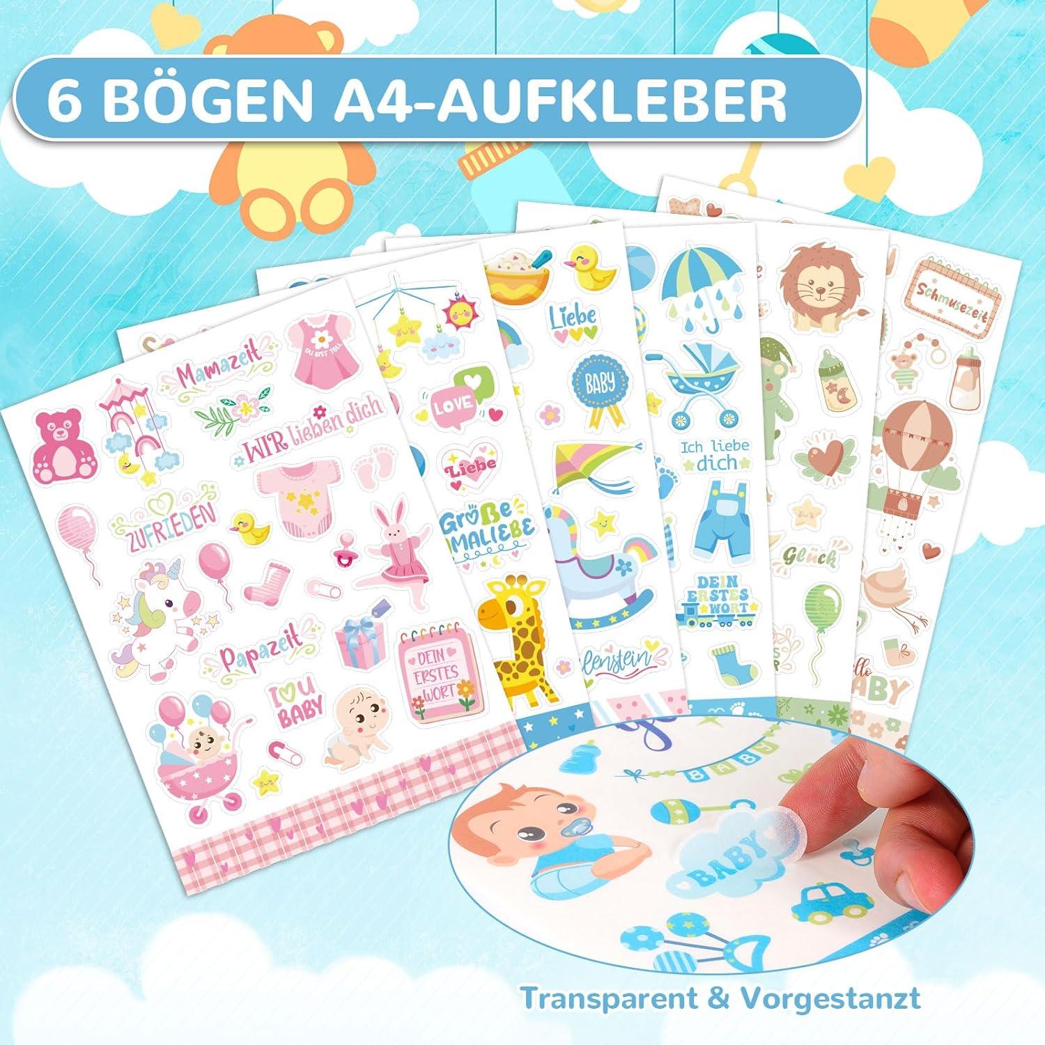 Sticker Fotoalbum Baby Aufkleber Babyparty Geschenk Mädchen Junge