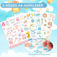 Sticker Fotoalbum Baby Aufkleber Babyparty Geschenk Mädchen Junge