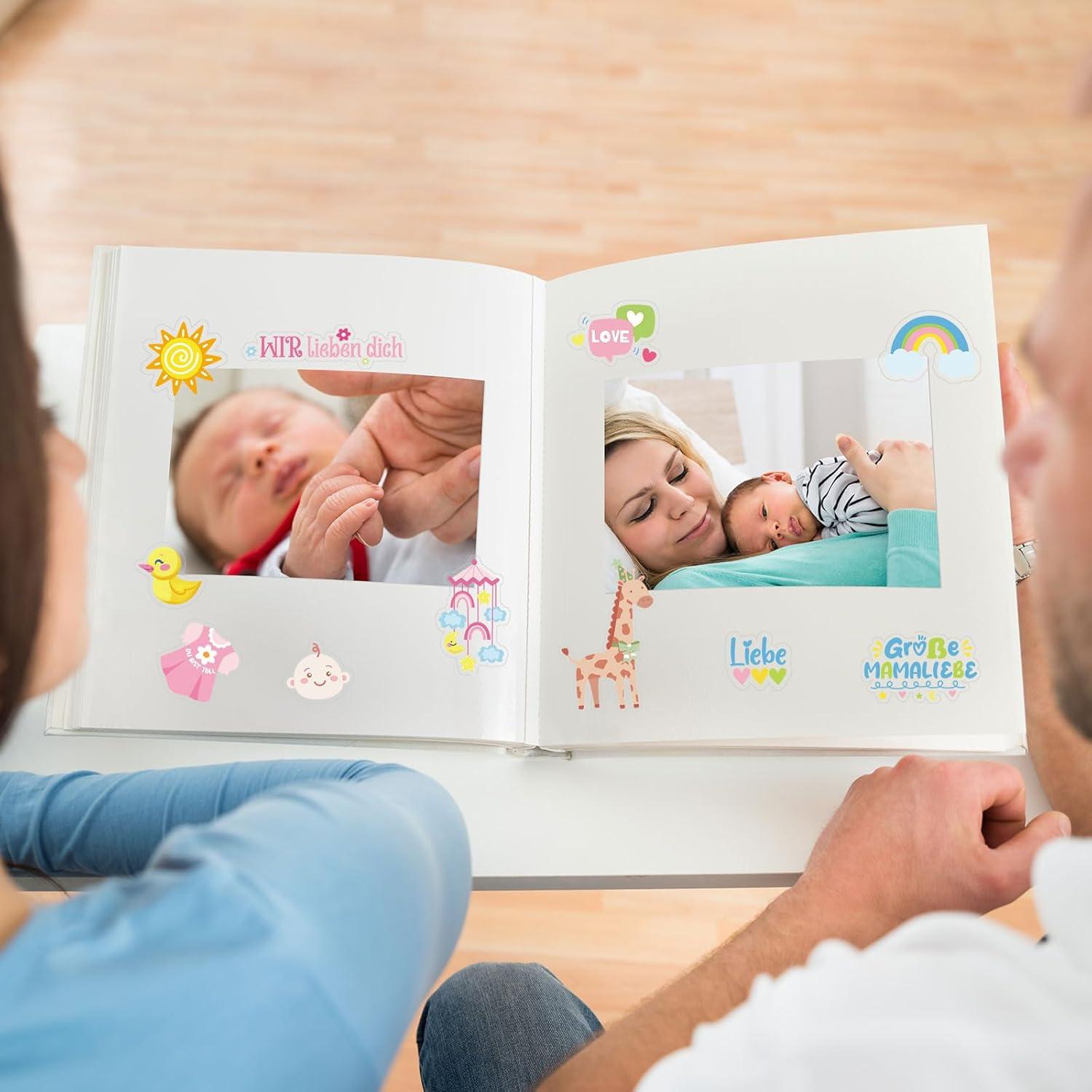 Sticker Babyalbum Aufkleber Fotoalbum Babyparty Geschenk 6 Bögen