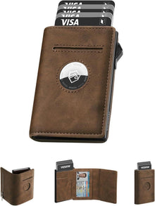 Herren Airtag Slim Wallet mit RFID Schutz und Münzfach - Braun