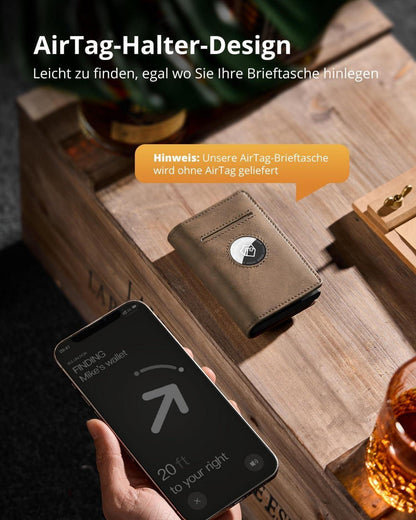 Portmonee Herren Airtag Wallet Münzfach RFID Kartenetui Kartenhalter