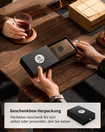 YESIIW Airtag Wallet Herren | RFID Slim Wallet mit Münzfach | Kartenetui Kartenhalter | Smart Wallets A03 - Braun