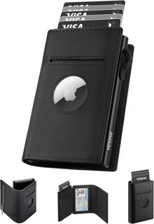 Smart Wallet mit Airtag RFID-Schutz und Münzfach - Schwarz