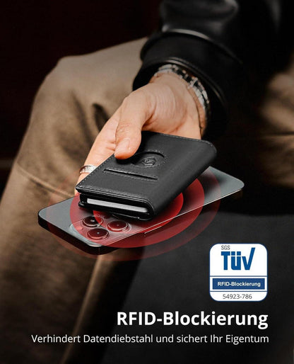 Smart Wallet mit Airtag RFID-Schutz und Münzfach - Schwarz
