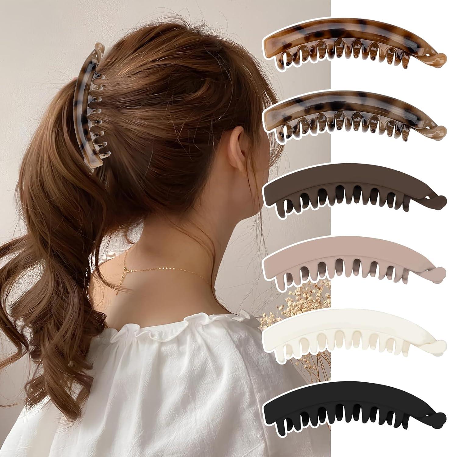 6er Set Große Vintage Bananen-Haarspangen Rutschfeste Haarclips für Damen