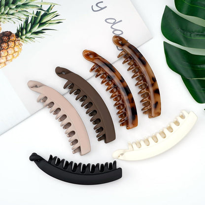 6er Set Große Vintage Bananen-Haarspangen Rutschfeste Haarclips für Damen