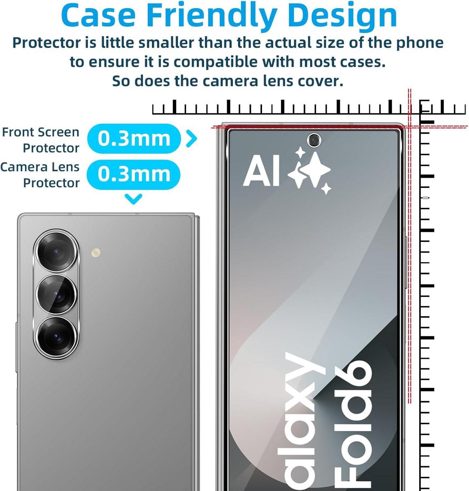 QULLOO Panzerglas Samsung Galaxy Z Fold 6 Schutzfolie Kameraschutz Transparent