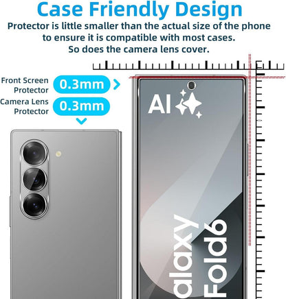 QULLOO Panzerglas Samsung Galaxy Z Fold 6 Schutzfolie Kameraschutz Transparent