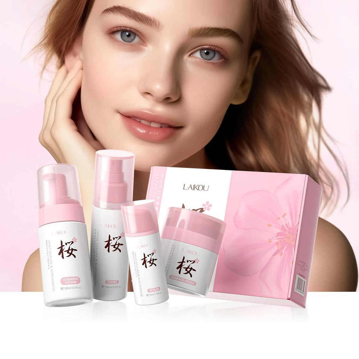 Sakura Gesichtspflege Set 4er - Feuchtigkeitspflege für Damen