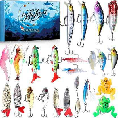 Angel Adventskalender 2024 mit 24 Ködern für Angler