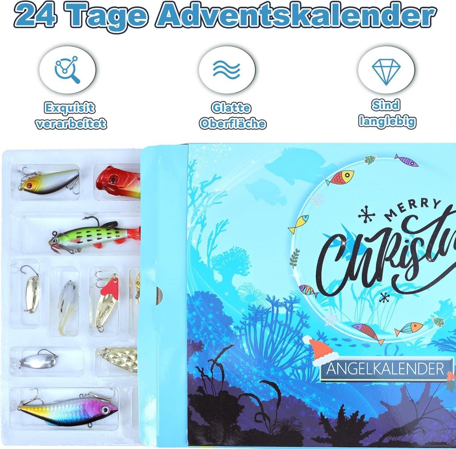 Angel Adventskalender 2024 mit 24 Ködern für Angler