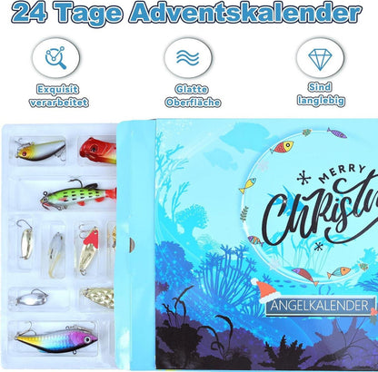 Angel Adventskalender 2024 mit 24 Ködern für Angler
