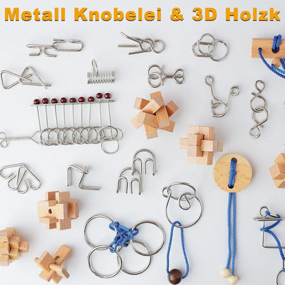Adventskalender 2024 Knobelspiele Metall Holz 3D Puzzle