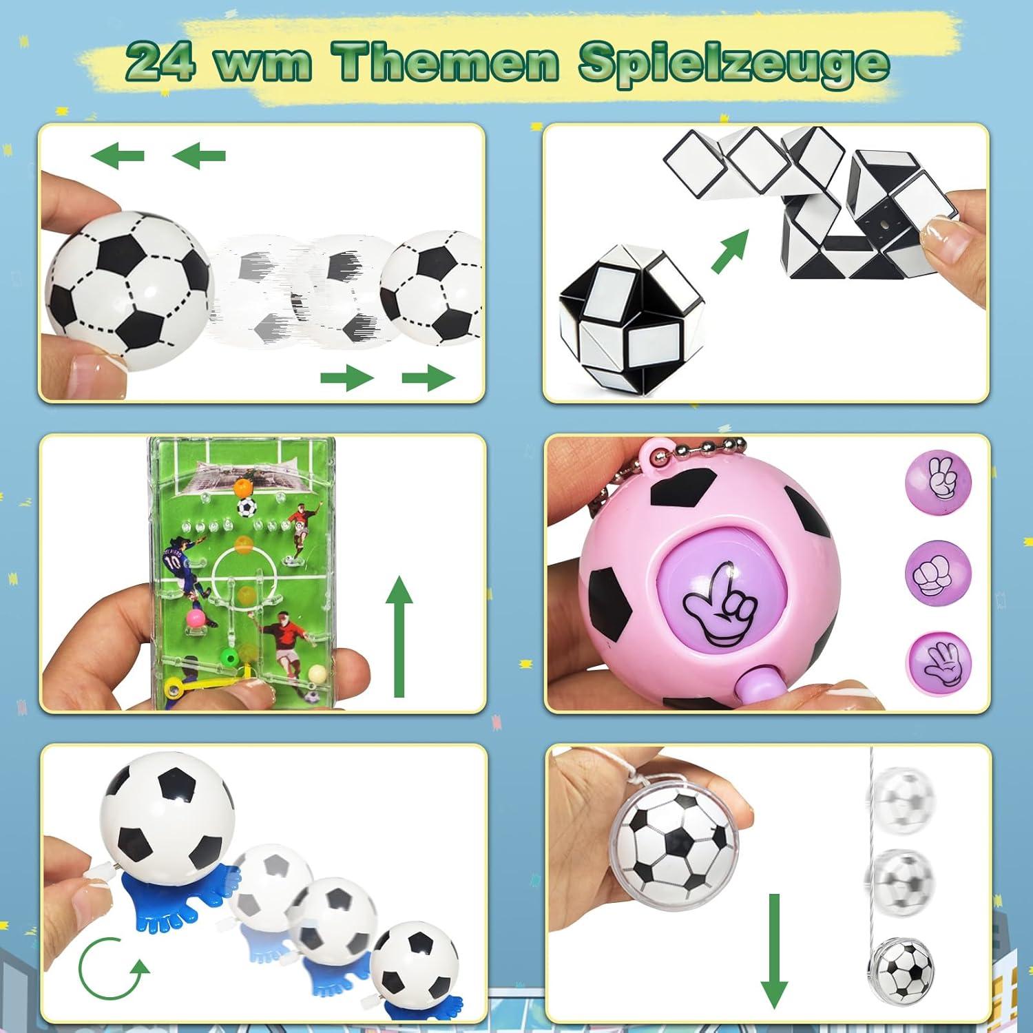 Adventskalender Fußball 2024 - Set mit 24 Spielzeugen für Kinder