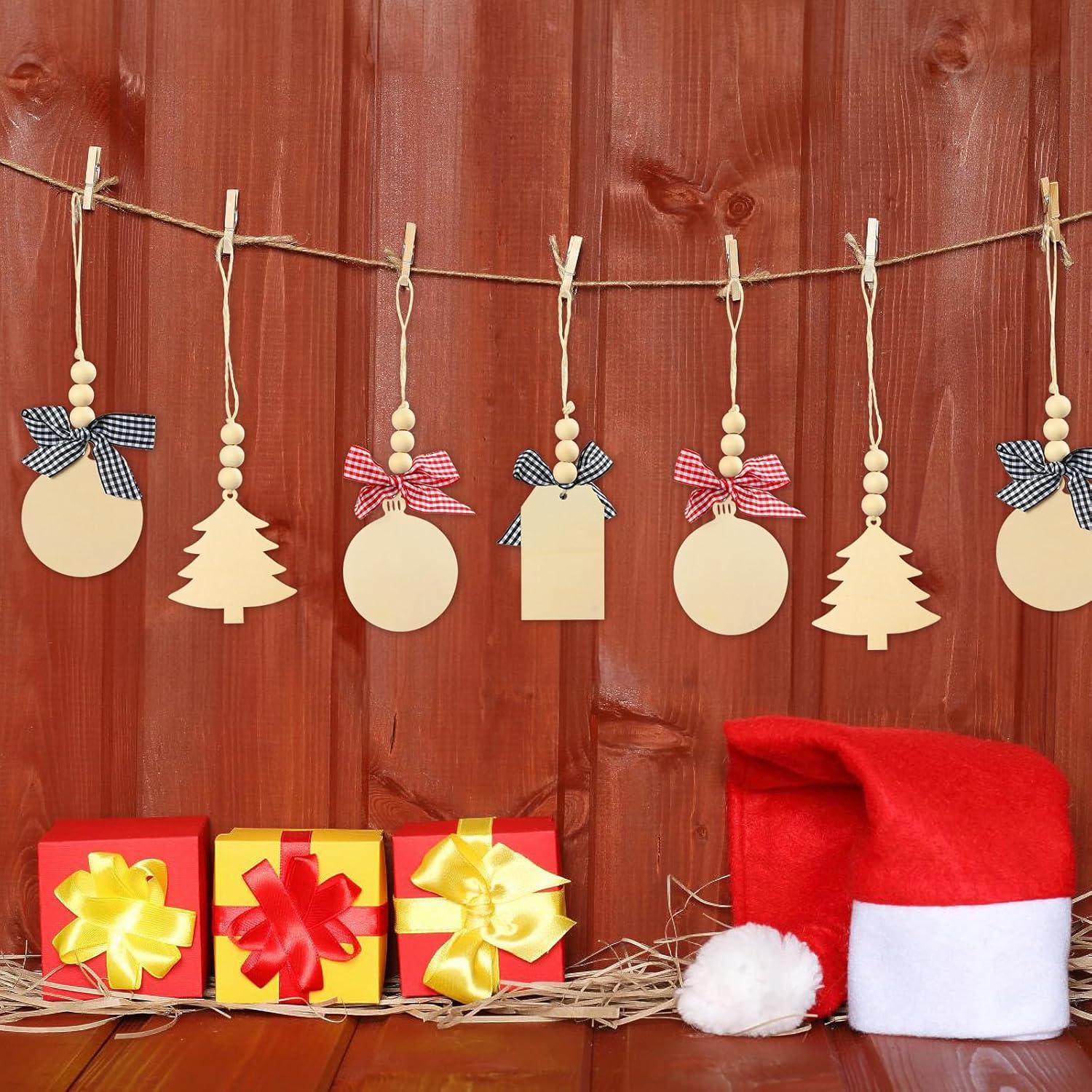 Holz-Weihnachtsanhänger für Baum Deko - 24-tlg. Set