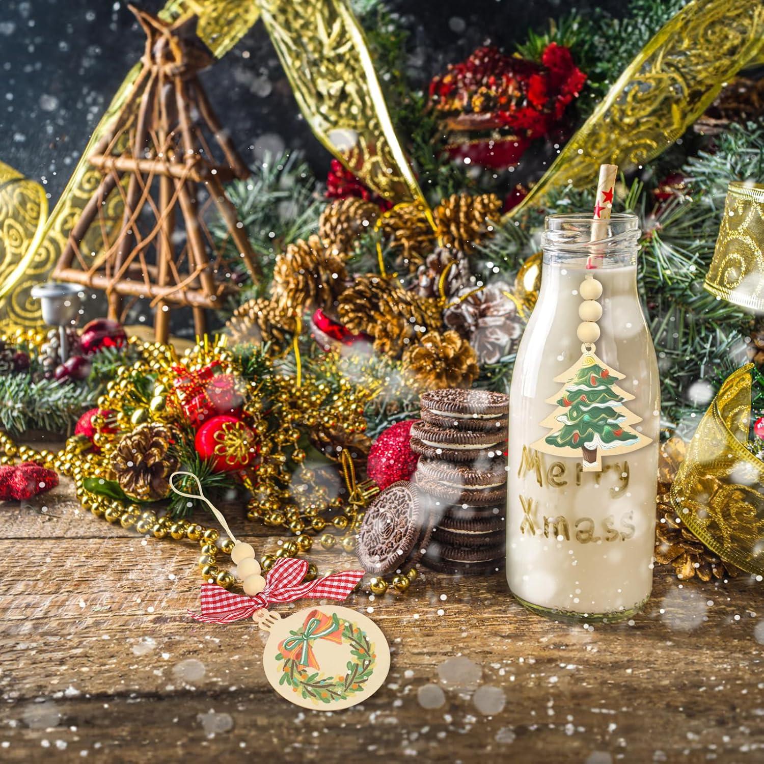 Holz-Weihnachtsschmuck-Anhänger zum Aufhängen, 24 Stück