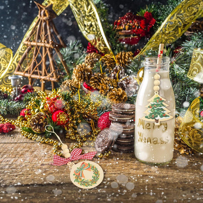 Holz-Weihnachtsschmuck-Anhänger zum Aufhängen, 24 Stück