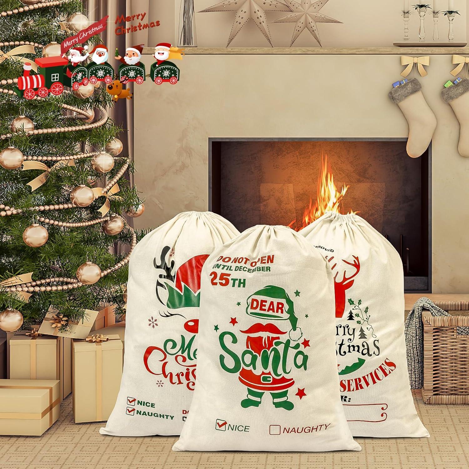 3er-Pack Große Weihnachts-Säcke mit