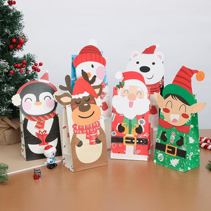 Weihnachtsgeschenktüten 24 Stück mit Aufklebern Festliche Party-Tüten