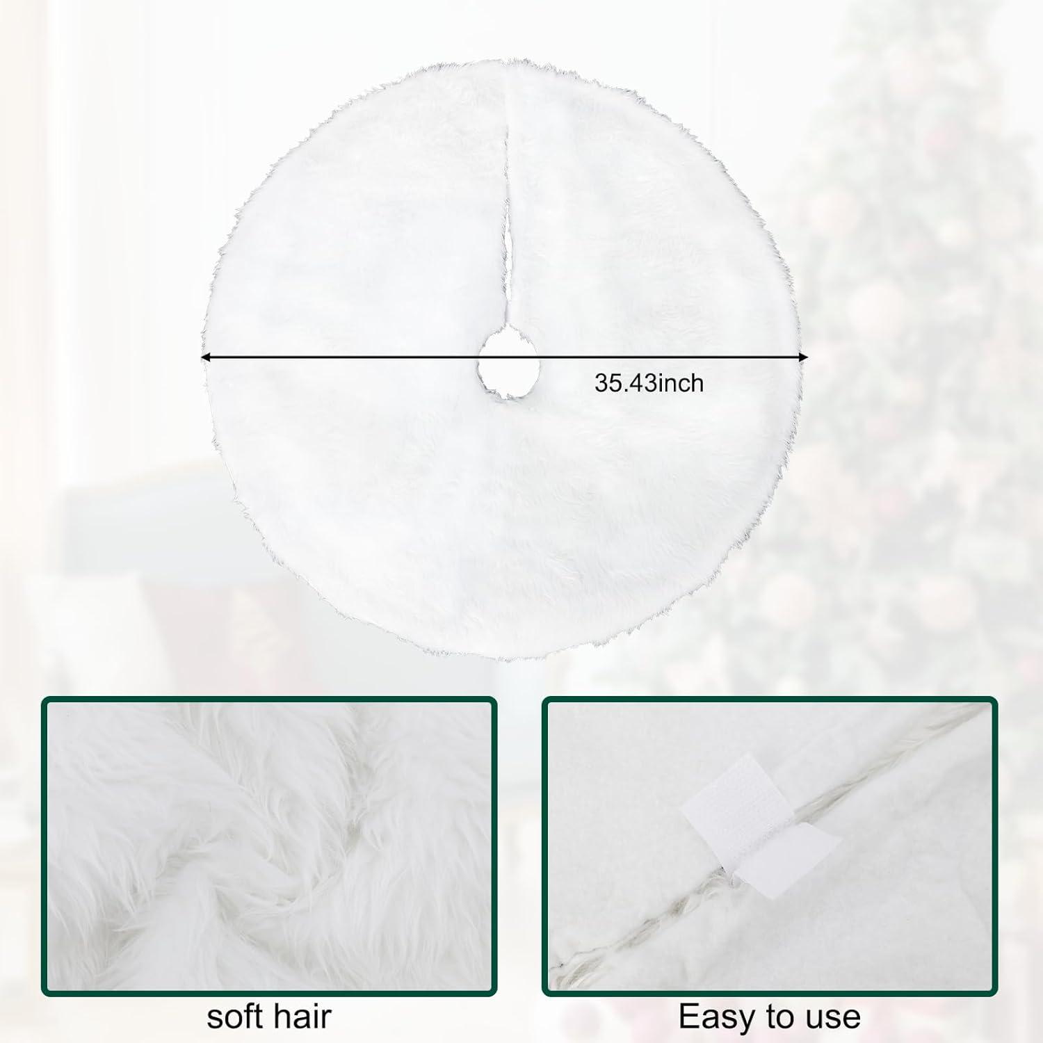 Weihnachtsbaumdecke 36-Zoll Jute mit weißen Schneeflocken Home Office Outdoor