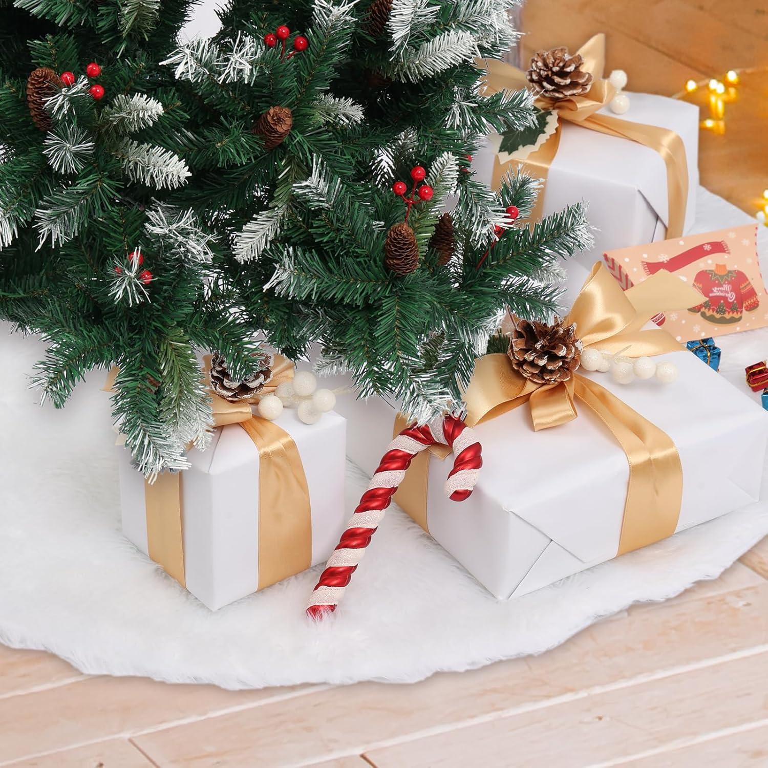 Weihnachtsbaumdecke 36-Zoll Jutebaumdecke weißen Schneeflocken