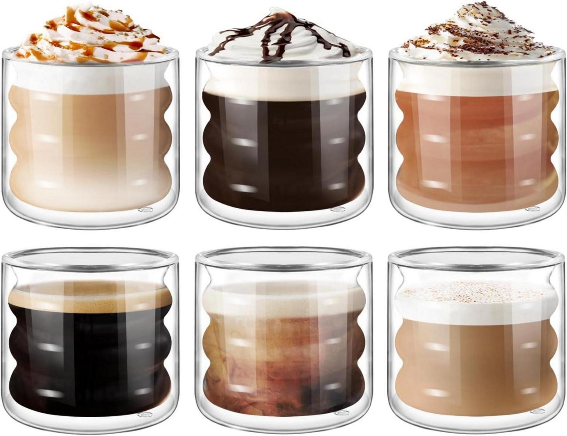 Doppelwandige 120ml Espresso Gläser 6er Set, Teegläser Ecooe