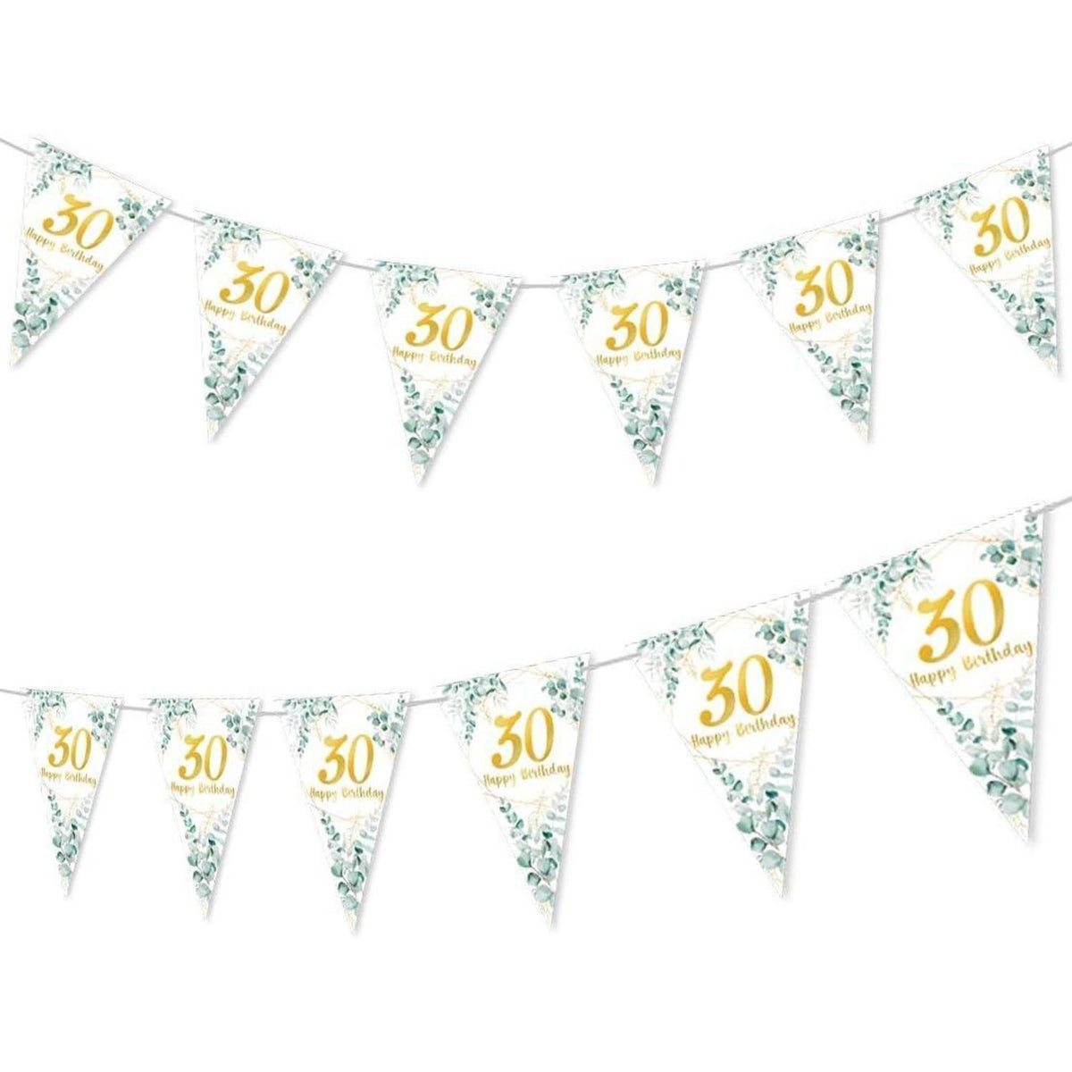 Girlande 30 Geburtstag Grün Gold Wimpelkette Elegant