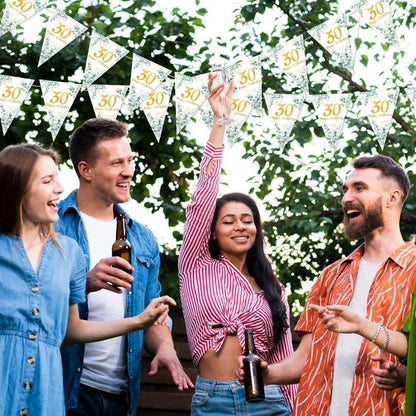 Girlande 30 Geburtstag Grün Gold Wimpelkette Elegant