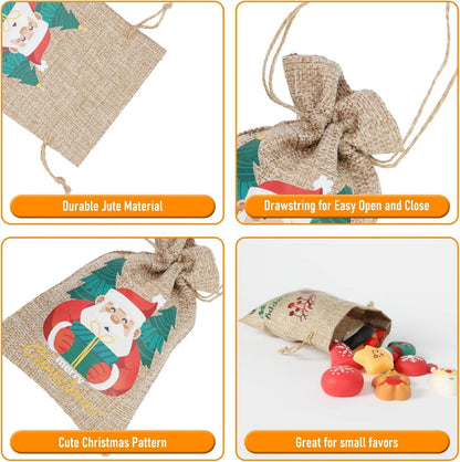 24Stück Weihnachts-Burlap-Jute-Geschenktüten Natural 24