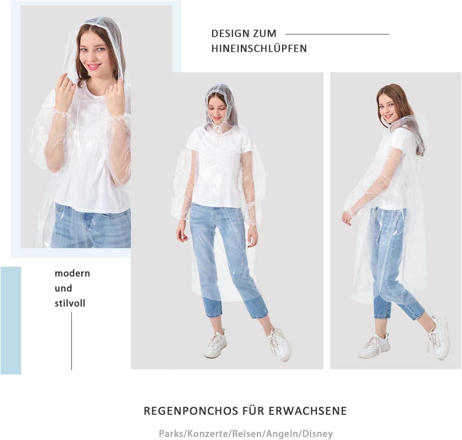 Einweg-Regenponchos Erwachsene 6 Stück Transparent Wasserdicht