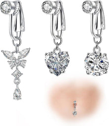 Fake Bauchnabelpiercing Kristallkugel Clip Anhänger Blumen Schmuck