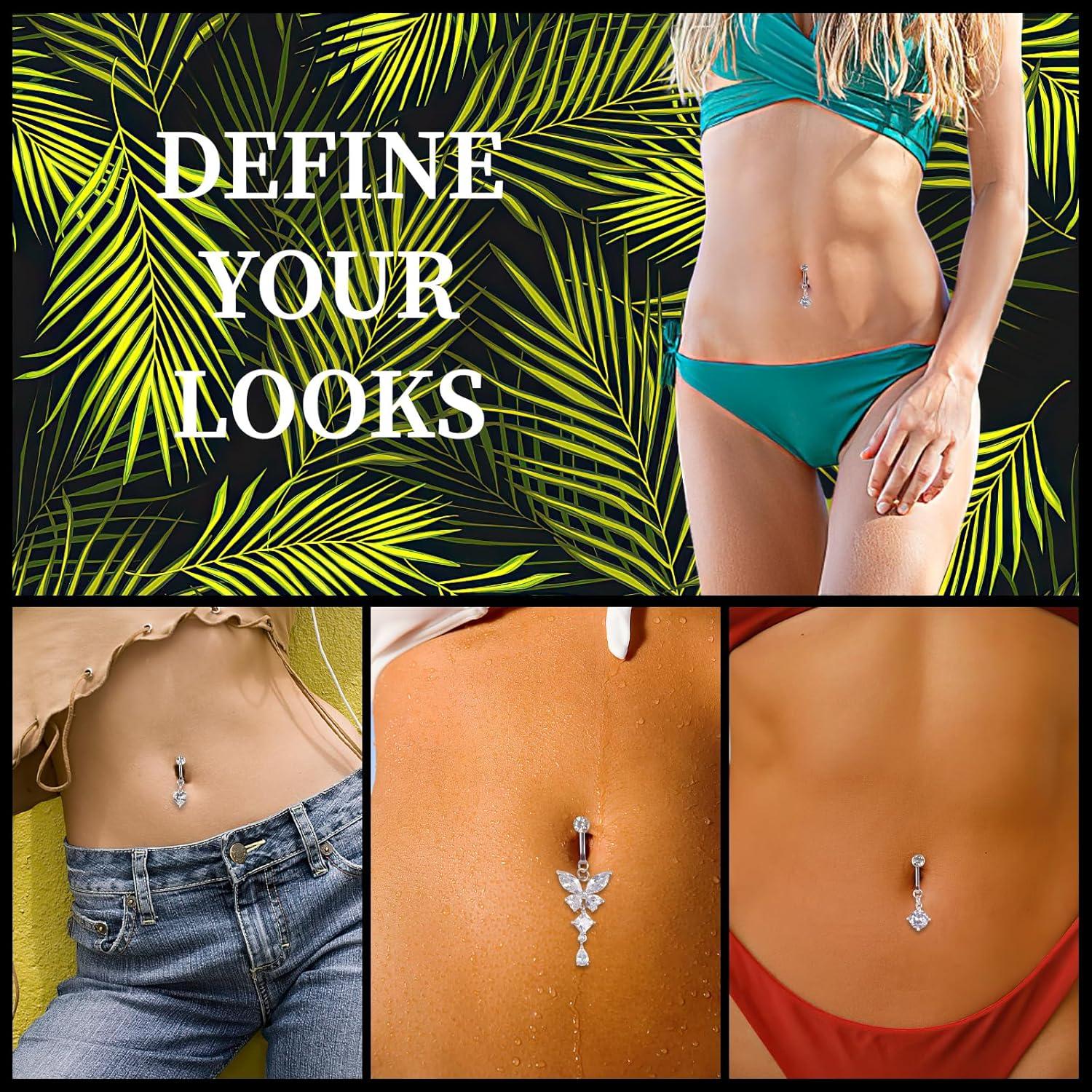 Fake Bauchnabelpiercing Kristallkugel Clip Anhänger Blumen Schmuck