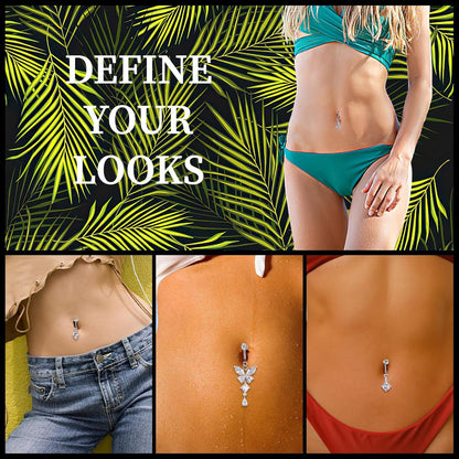 Fake Bauchnabelpiercing Kristallkugel Clip Anhänger Blumen Schmuck