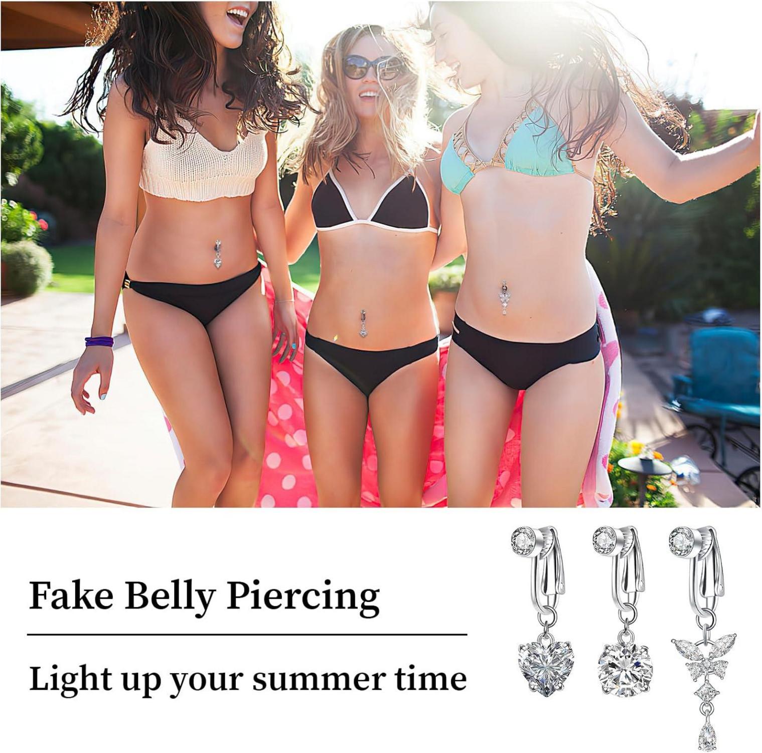 Fake Bauchnabelpiercing Belly Button Piercing Kristallkugel Blumen Schmuck