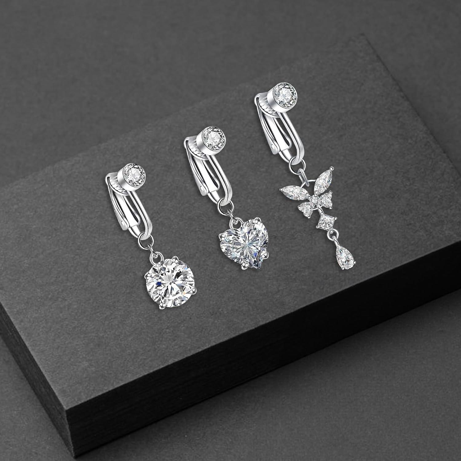 Fake Bauchnabelpiercing mit Kristallkugel Anhänger Blumen Nabel