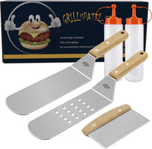 Edelstahl Grillspatel Set für Plancha Grillplatte & BBQ