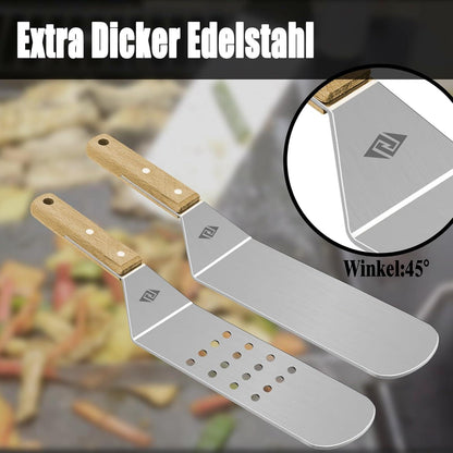 Grillspatel Set aus Edelstahl für Plancha Grillplatte
