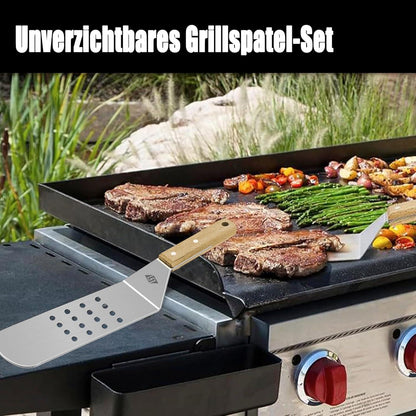 Hochwertiges Plancha Grillspatel Set aus Edelstahl - Grillbesteck für Männer