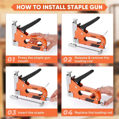 Handtacker Set 600 Klammern 3in1 Profi Tacker Holzregulierung Kabelbefestigung