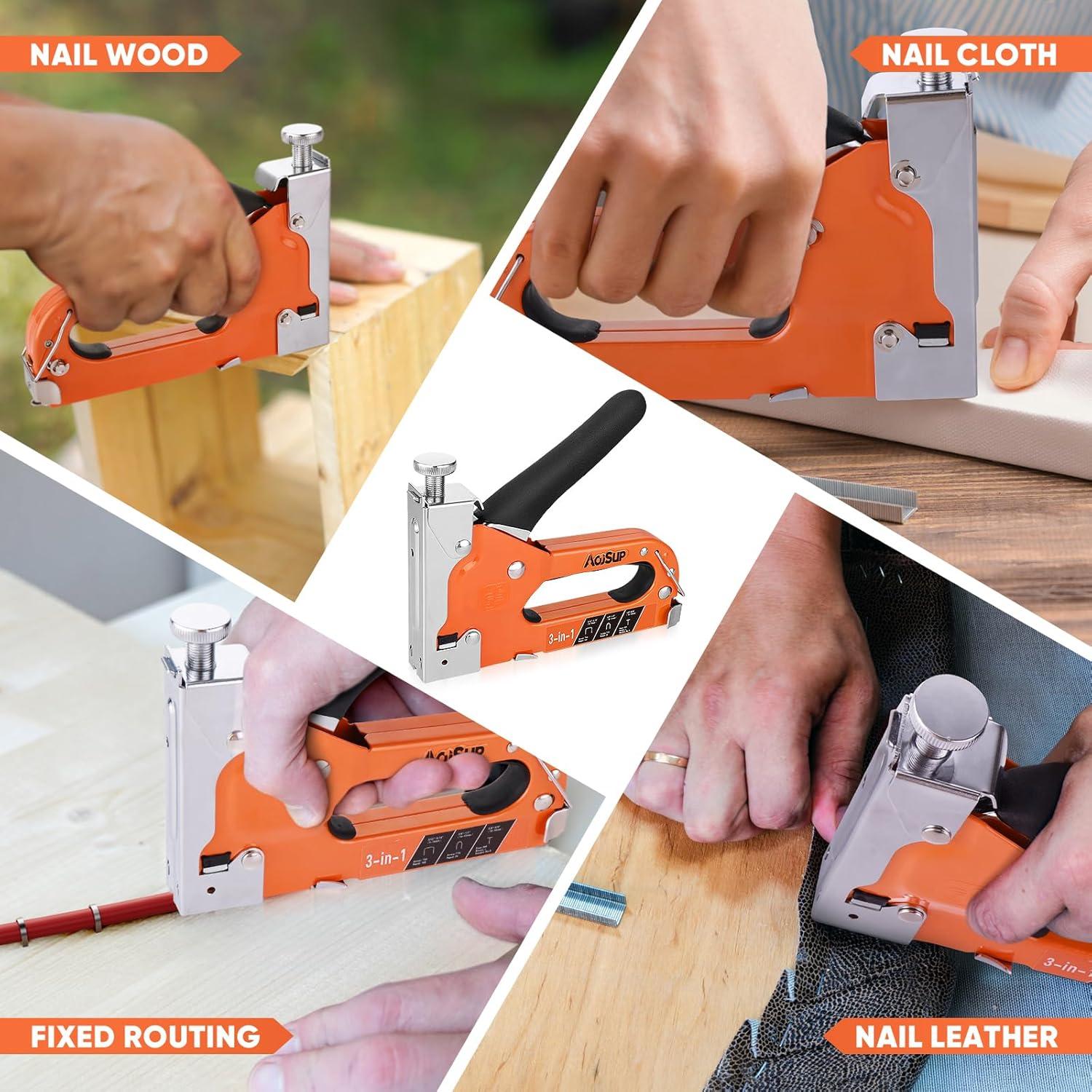 Handtacker Set 3 In 1 Profi Tacker mit 600 Klammern & Regulierbarer Schusskraft