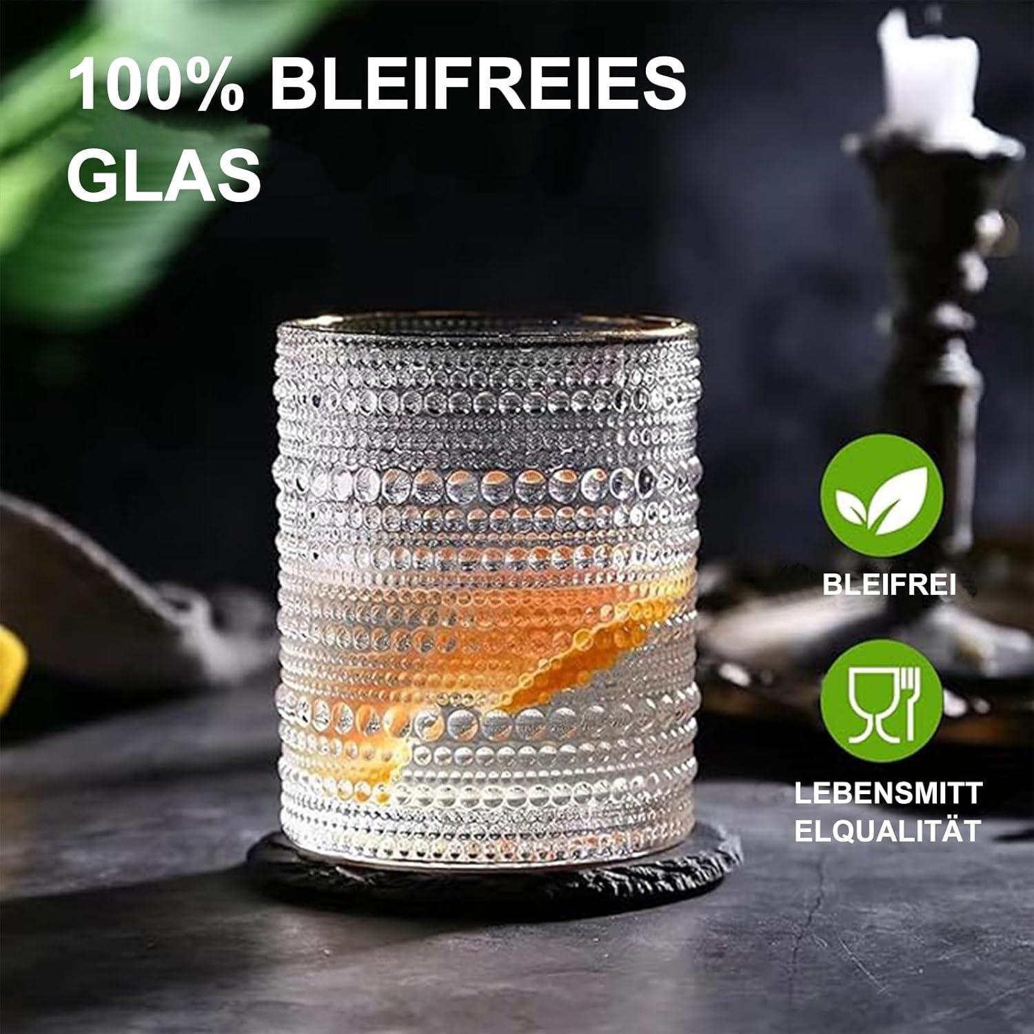 Gläser Set 8 teilig Vintage Trinkgläser geprägtes Design