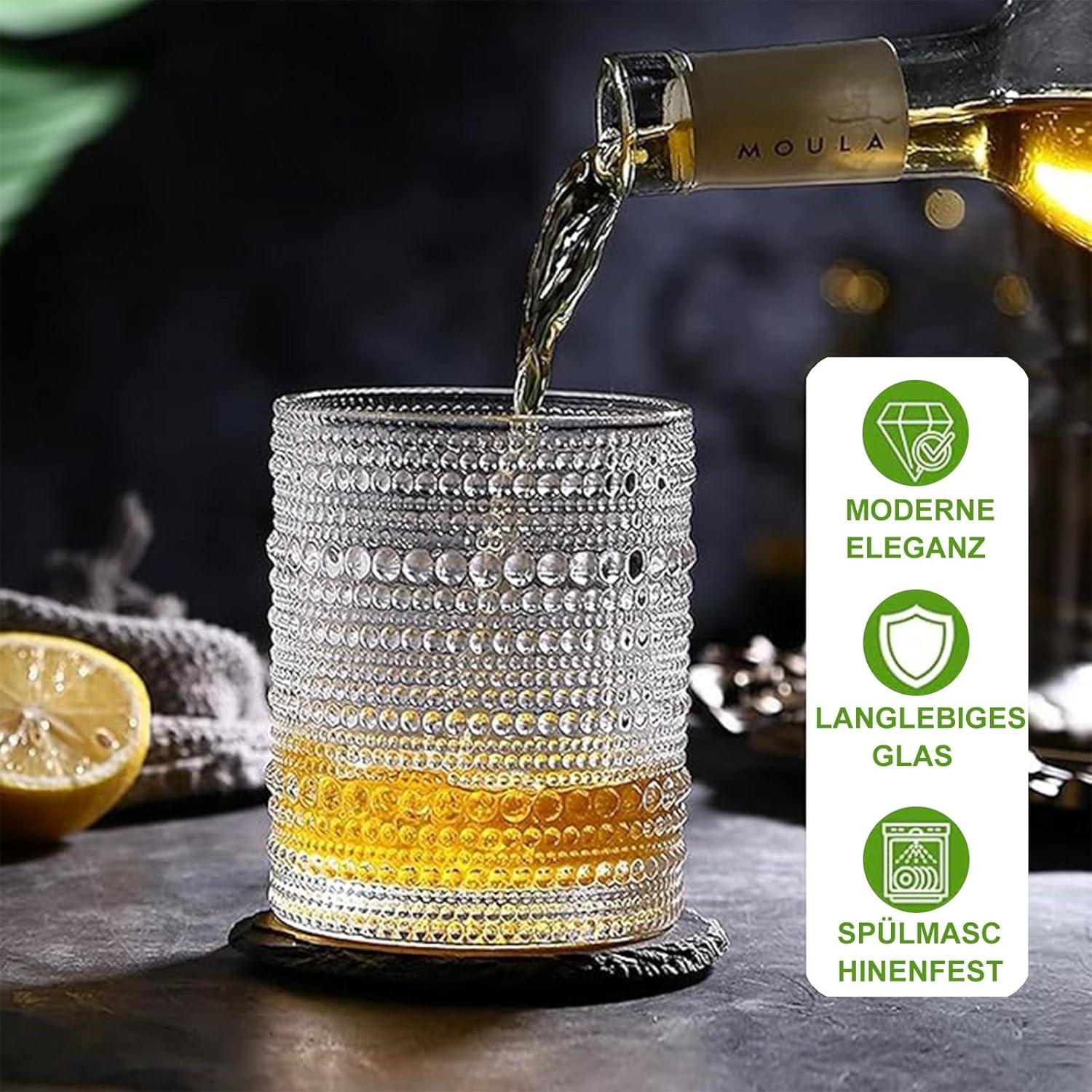 Gläser Set Vintage Design 8 Teile 410ml Longdrink 350ml Cocktail