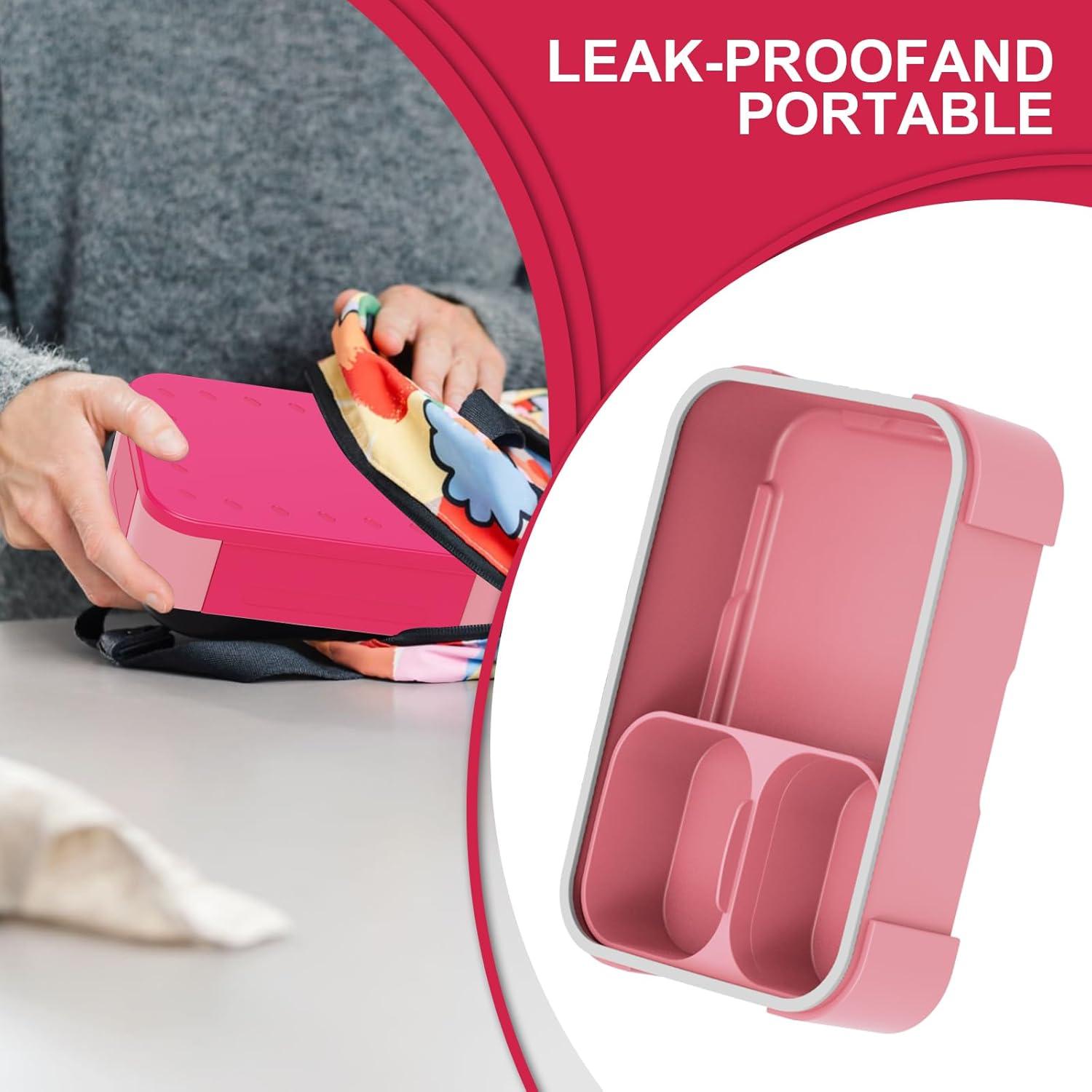 Brotdose Kinder mit Fächern 900ml Bento-Box Auslaufsicher Pink