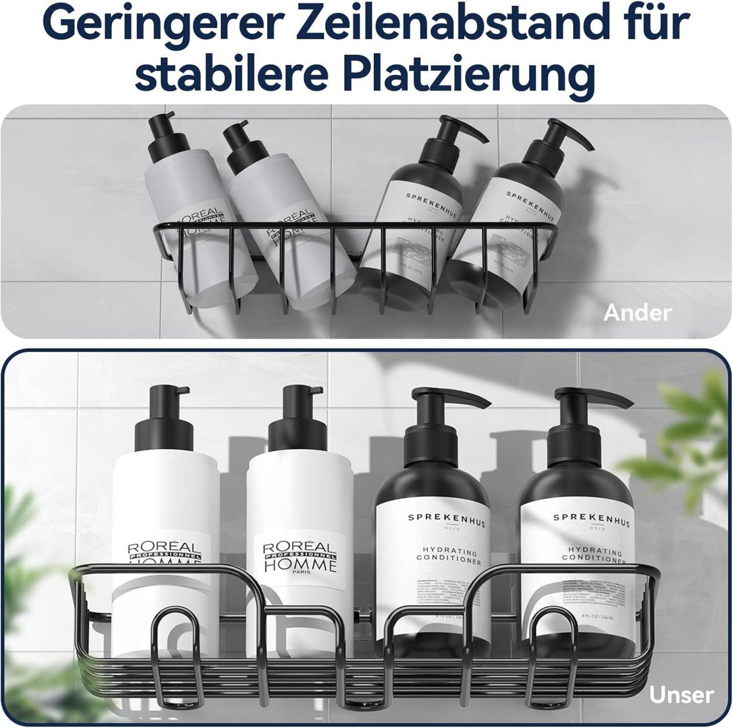 YASONIC Duschablage Schwarz 3 Stück Badregal Organizer