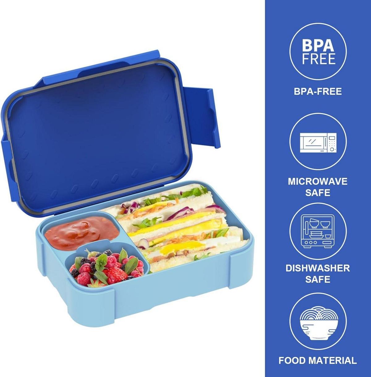 Brotdose Kinder mit Fächern 900ml Auslaufsicher Bento-Box