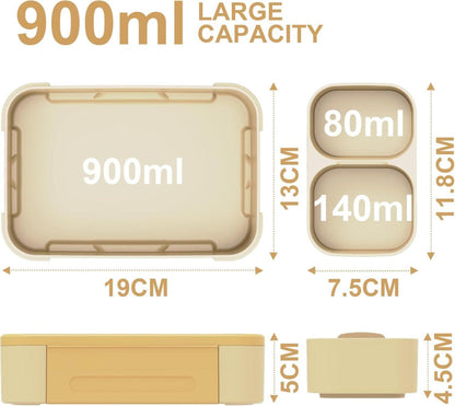 Bento-Box Kinder Lunchbox Auslaufsicher 900ml Fächern Brotbox