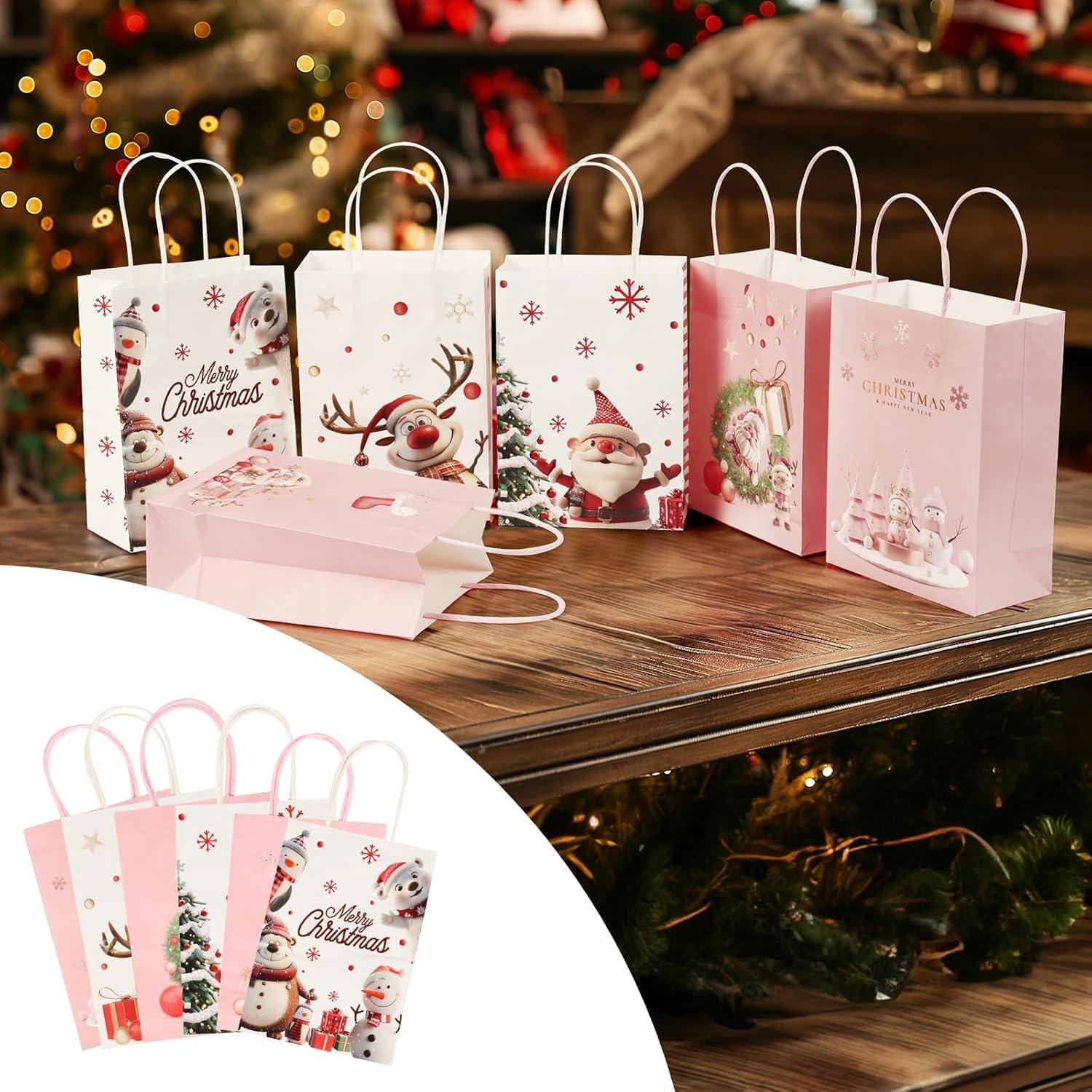 EDWINENE Weihnachtsgeschenktüten 3D Kraftpapier 24er Set